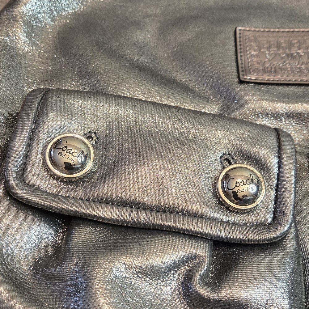 COACH Silver Metallic POPPY Shoulder 2-Way Bag - Picture 7 of 16